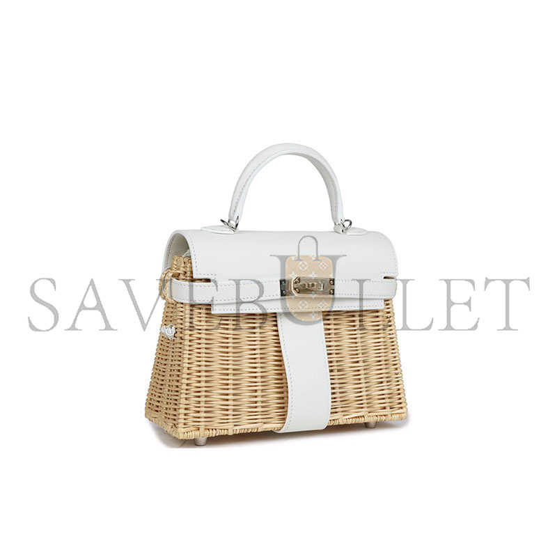 H**mes master mini picnic kelly 20 white swift palladium hardware (20*14*8cm)